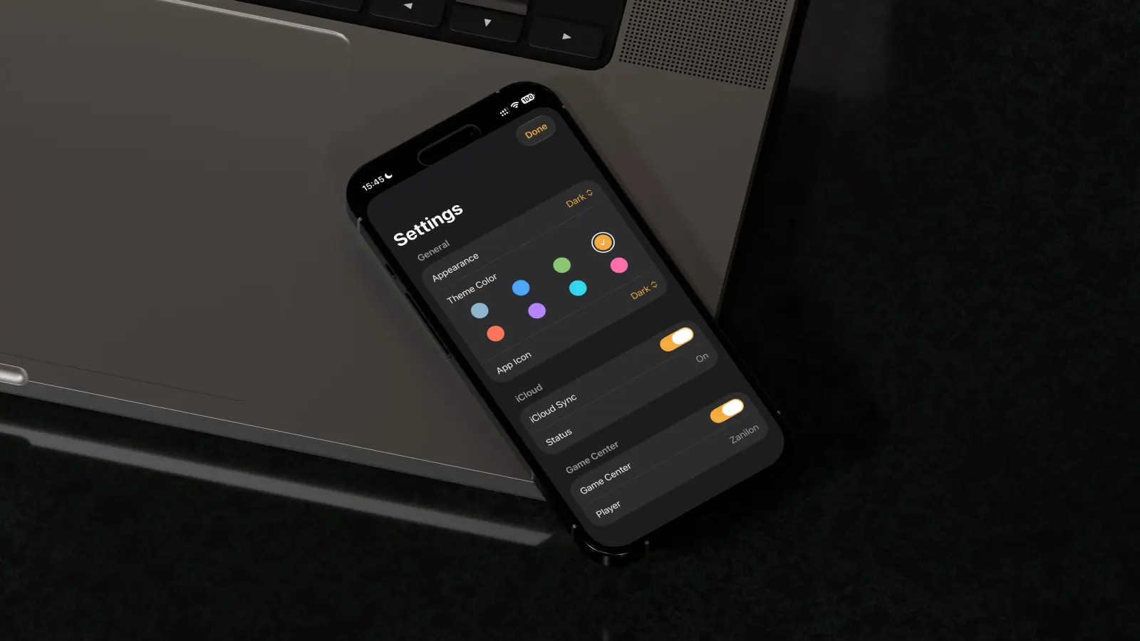 CharGrid appearance, iCloud, and Game Center settings