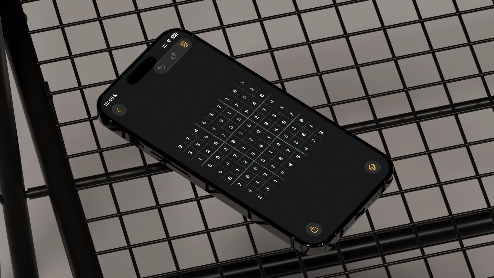 A dark CharGrid Sudoku board on iPhone
